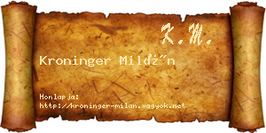 Kroninger Milán névjegykártya
